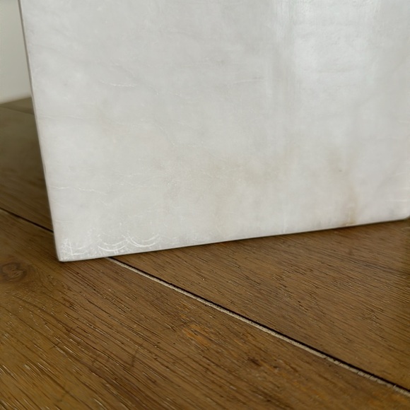 Genuine white alabaster marble stone tissue cover box vanity bathroom guest room - Picture 9 of 9